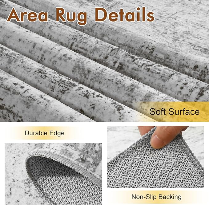 5x7 Ft Area Rugs for Living Room, Soft Non-Slip Washable Rugs Modern Abstract - Image 6