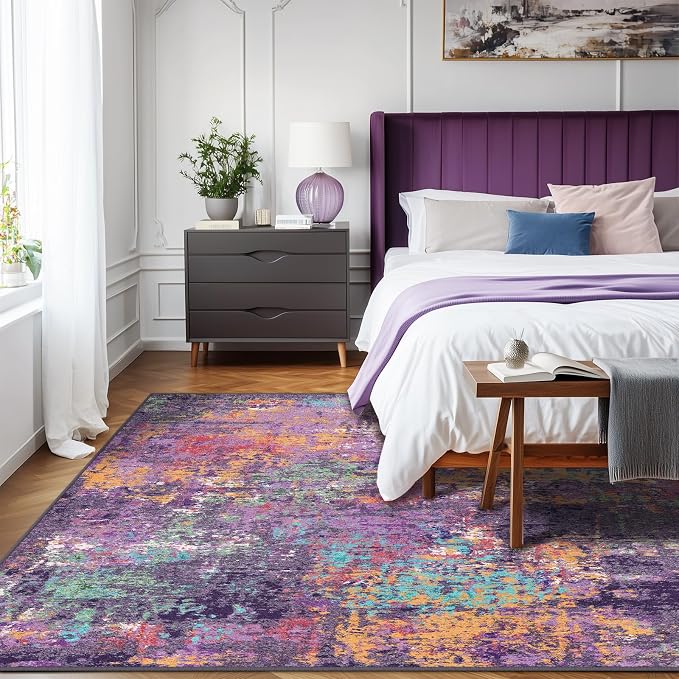 RELEANY Washable Area Rugs 9'x12' Non-Slip Modern Abstract Soft - Image 3