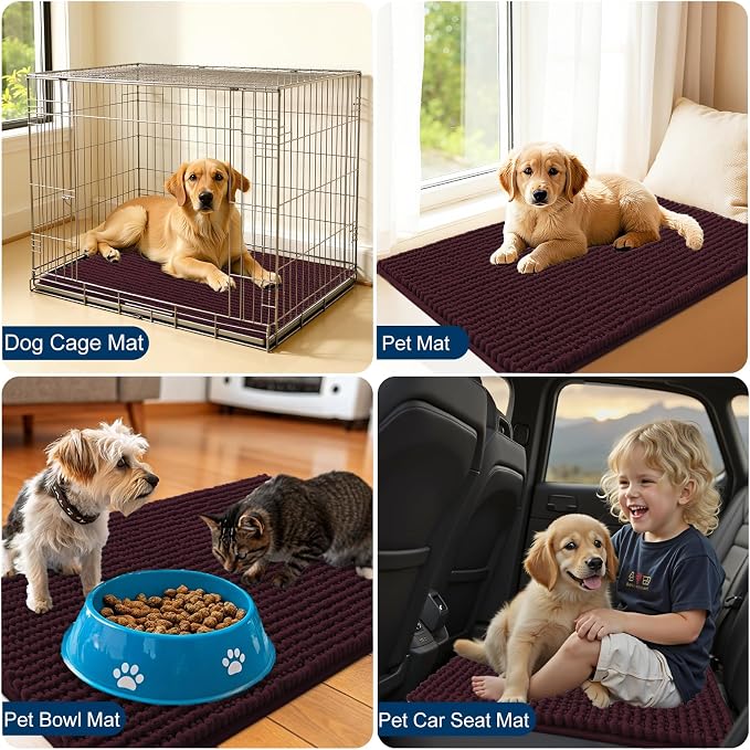 OLANLY Dog Door Mat for Muddy Paws 44x24, Ultra Absorbent Chenille Mud Doormat - Image 7