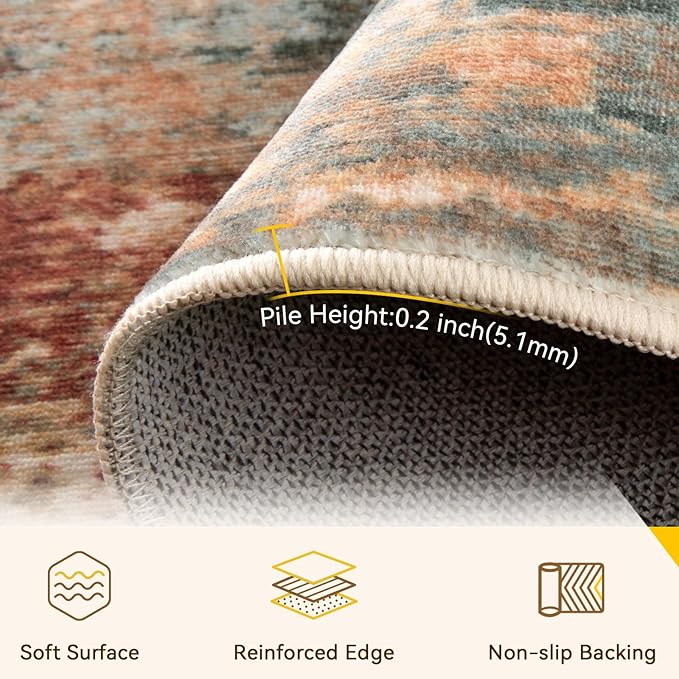 RELEANY Washable Area Rugs 2'6"x12 Non-Slip Modern Abstract Soft - Image 2