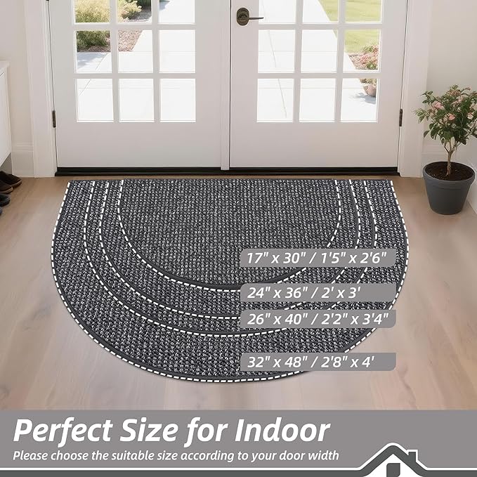 BEQHAUSE Dirt Trapper Door Mat 32" x 48" Half Circle Non-Slip Washable Doormats - Image 2
