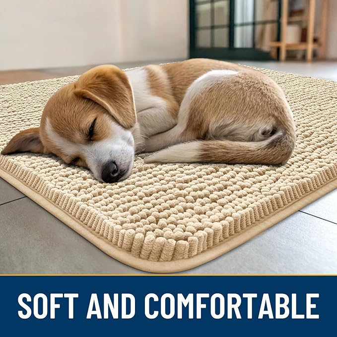 Smiry Dog Door Mat for Muddy Paws 71x46, Absorbent Dirt Trapper, Non-Slip - Image 2