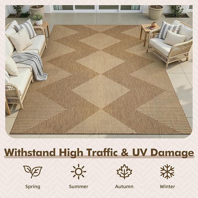 MontVoo-Outdoor Rug Carpet Patio Rug 6x9 ft Polypropylene Indoor Outdoor Rugs - Image 4