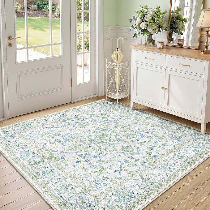 CAPALOCA Machine Washable Rugs Nursery Rug Sq4ft Cute Girl Non Slip Low Pile - Image 2