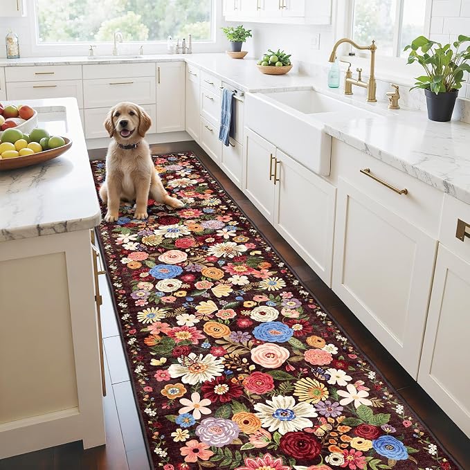2'6" x 14' Runner Rug for Hallways Espresso, Non Slip Washable Rugs - Image 4