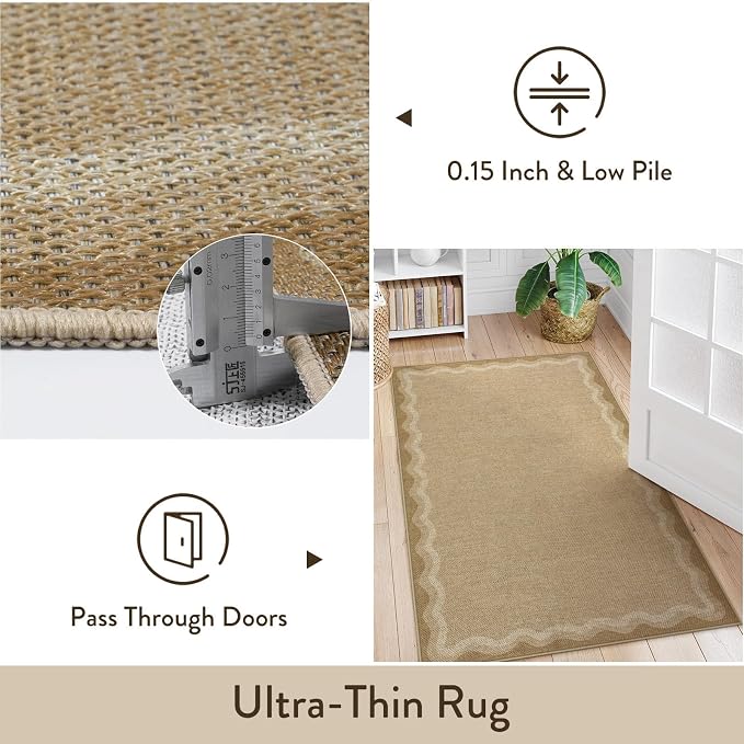 LIVEBOX Scalloped Washable 8x10 Rug, Easy Jute Tan Rug - Image 7
