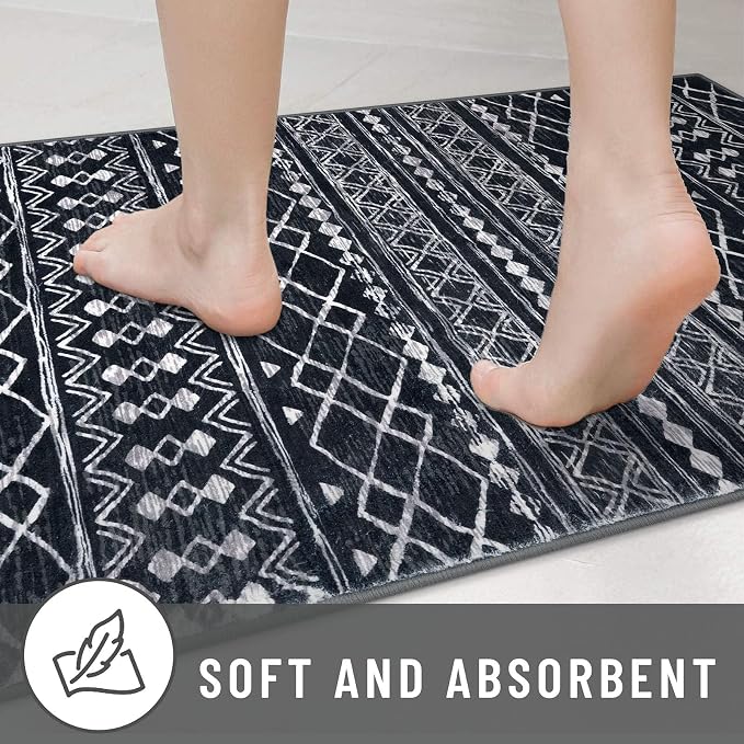 KUTA Bedroom Boho Rug 4x6 Black, Moroccan Washable Area Rugs Non Slip, Ultra - Image 7