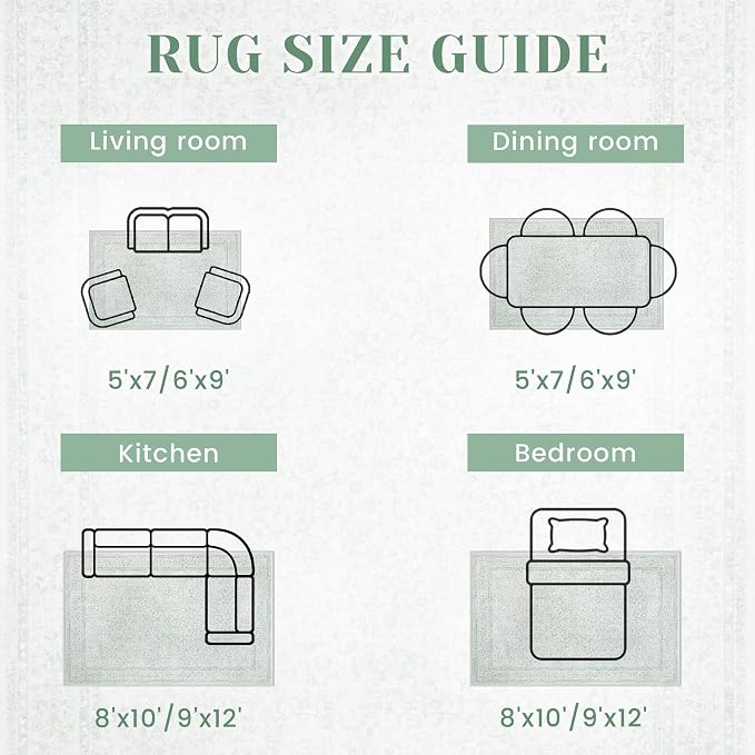 5x7 Area Rugs for Living Room: Washable Vintage Floral Rug Low Pile Non-Slip - Image 7