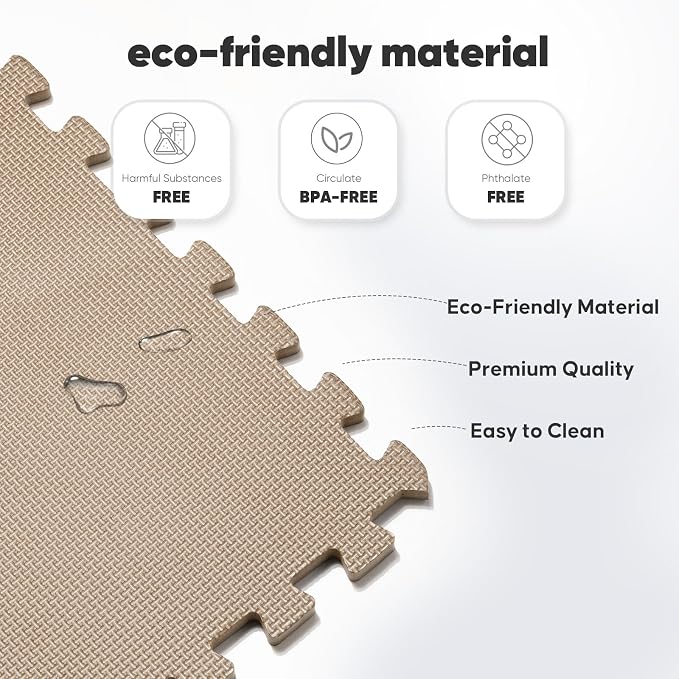 32 Pack Home Gym Mat, Puzzle Exercise Mat, EVA Interlocking Foam Floor Tiles - Image 4