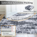 4x6 Area Rugs for Living Room Washable: Abstract Soft Thin Low Pile Black Rug - Image 6