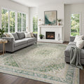DCX Green 5x7 Area Rug, Machine Washable Non Slip Stain Resistant Vintage Rug by DCXWashableRug