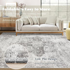 Area Rug 10x14 Washable Rug, Vintage Boho Medallion Rugs Non-Slip Soft Low Pile - Image 7