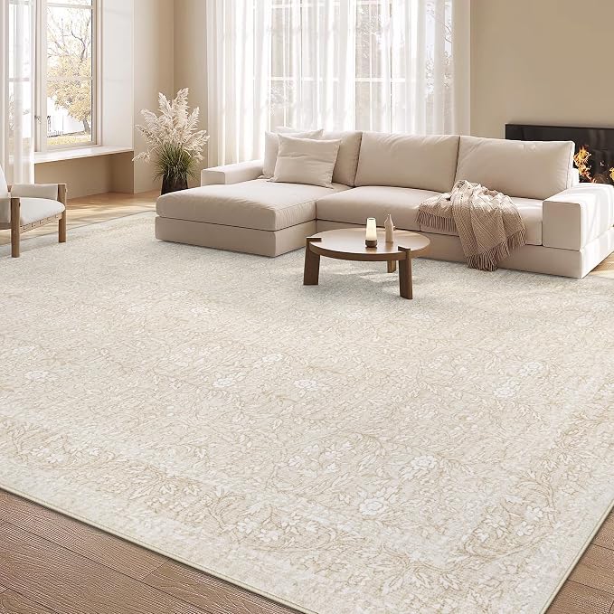 Washable Rug 9x12 Area Rugs: Vintage Floral Rugs - Image 7