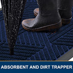 Smiry Front Door Mat Outside Entrance, Heavy Duty Sturdy Natural Rubber Doormat - Image 3