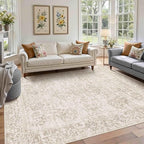 Rugxara 5X7 Washable Area Rug for Living Room, Vintage Neutral Large Boho Rugs by Rugxara