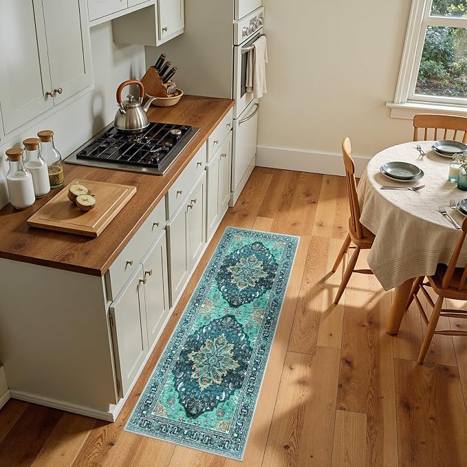 RELEANY Area Rugs Runner 2'x5' Washable Non-Slip, Floral Vintage Distress - Image 3