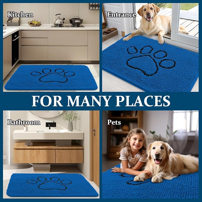 OLANLY Dog Door Mat for Muddy Paws 48x30, Paw Print Design, Absorbs Moisture - Image 8