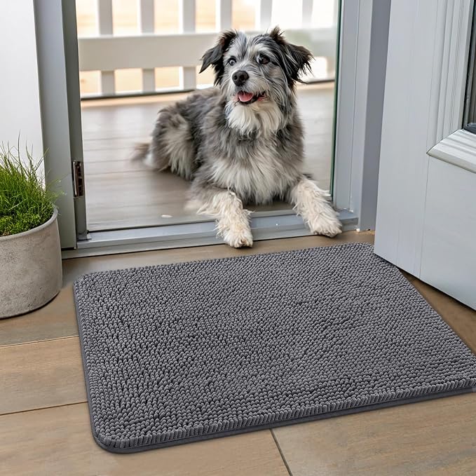 Smiry Dog Door Mat for Muddy Paws 24x16, Absorbent Dirt Trapper, Non-Slip by Smiry