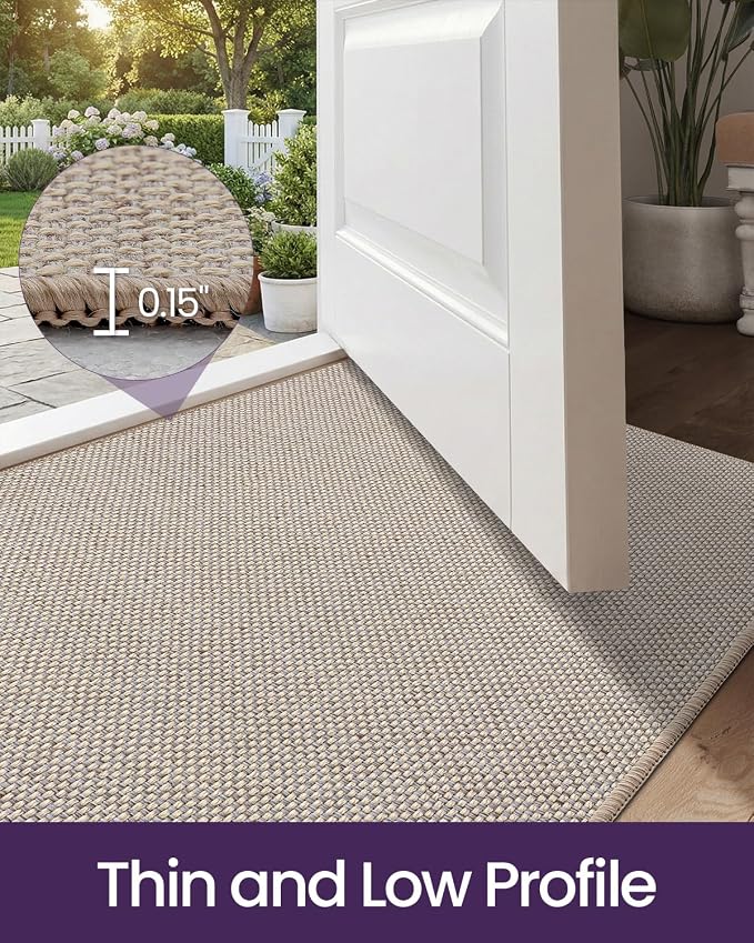 DEXI Ultra Thin Door Mat Indoor Entrance 17x30, Non Slip Rubber Backed Entryway - Image 4