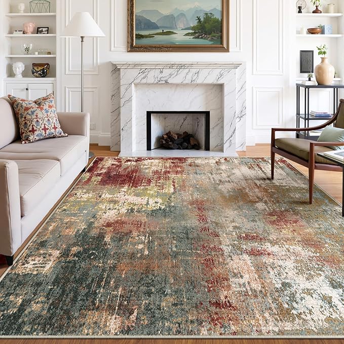 RELEANY Washable Area Rugs 8'x10' Non-Slip Modern Abstract Soft by RELEANY