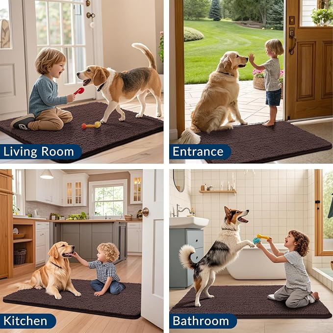 Smiry Dog Door Mat for Muddy Paws 47x24, Absorbent Dirt Trapper, Non-Slip - Image 7