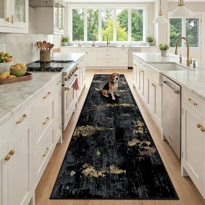 RELEANY Washable Area Rugs 2'6"x10 Non-Slip Modern Abstract Soft by RELEANY
