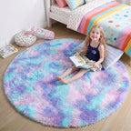Amdrebio Purple Rainbow Round Area Rug 7Ft by Amdrebio