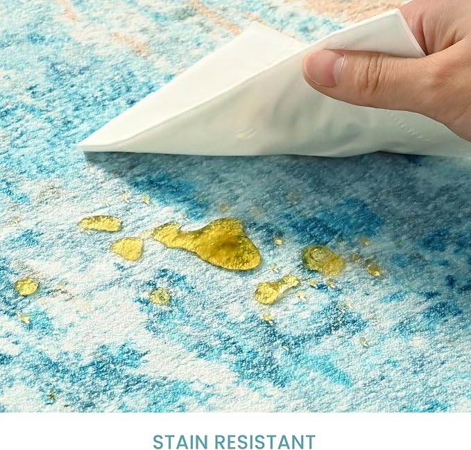 2x6 Teal Blue Rug Runners for Hallways Kitchen Runner Rug Non Slip Washable - Image 7