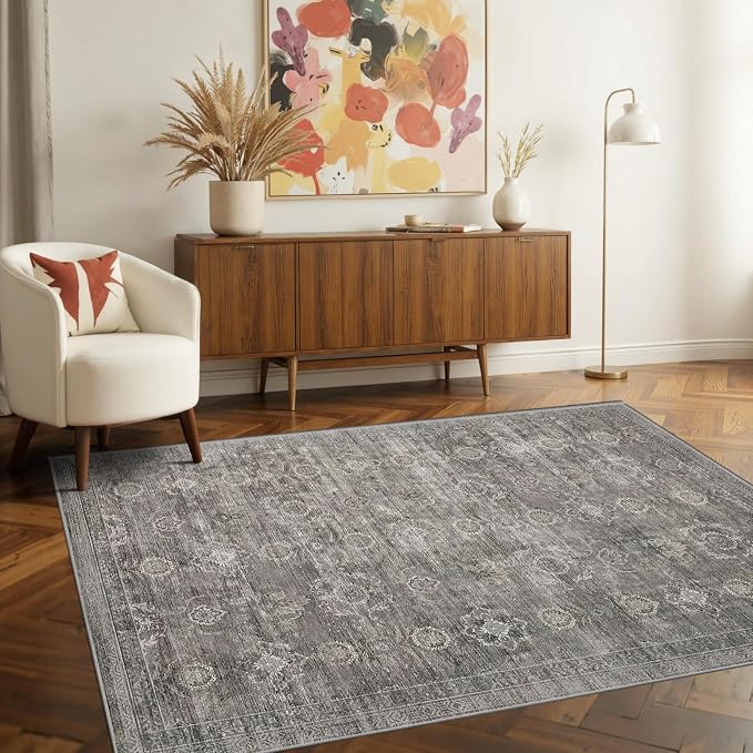 Rugxara 3x5 Rug for Entryway Bedroom, Vintage Retro Boho Throw Rug, Non Slip & - Image 3