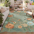Lahome Floral Washable Rugs 8x10, Non-Slip Soft Green Rug Stain Resistant by Lahome