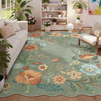 Lahome Floral Washable Rugs 8x10, Non-Slip Soft Green Rug Stain Resistant by Lahome