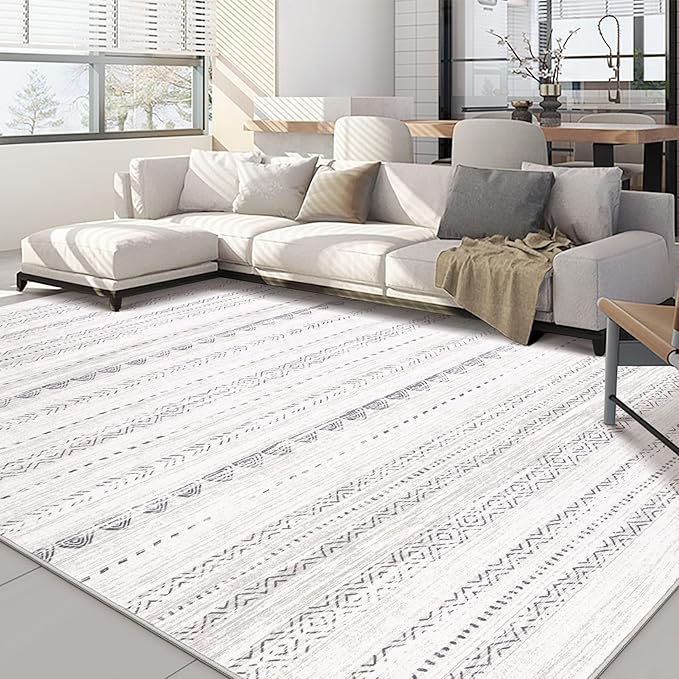 Nakagishi Area Rug Living Room Rugs: 5x7 Washable Boho Large Neutral Farmhouse by NakagishiAreaRug