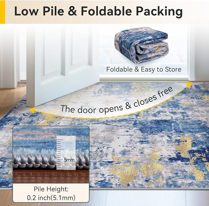 RELEANY Washable Area Rugs 4ft Non-Slip Modern Abstract Soft - Image 3