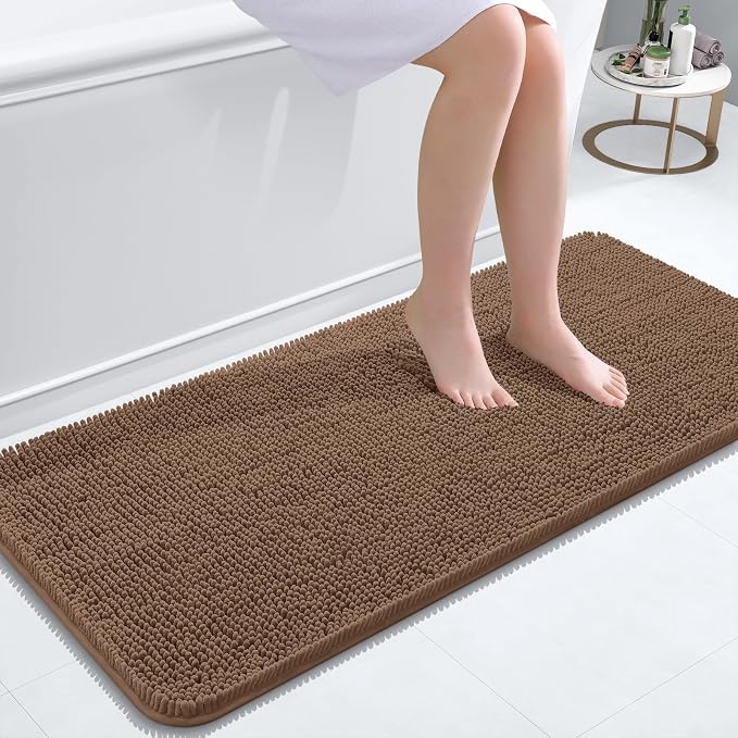 OLANLY Bathroom Runner Rugs 47x20, Extra Soft Absorbent Chenille Bath Rugs by OLANLY