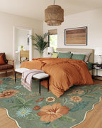 Lahome Floral Washable Rugs 8x10, Non-Slip Soft Green Rug Stain Resistant - Image 3