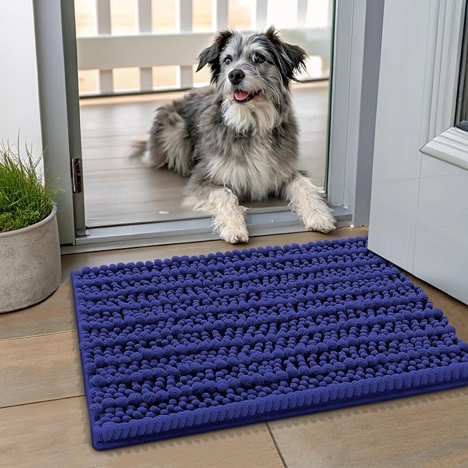 Smiry Dog Door Mat for Muddy Paws 24x16, Absorbent Dirt Trapper, Non-Slip by Smiry