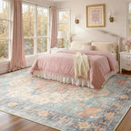 RELEANY Area Rugs Large 9'x12' Washable Non-Slip, Floral Vintage Distress - Image 2