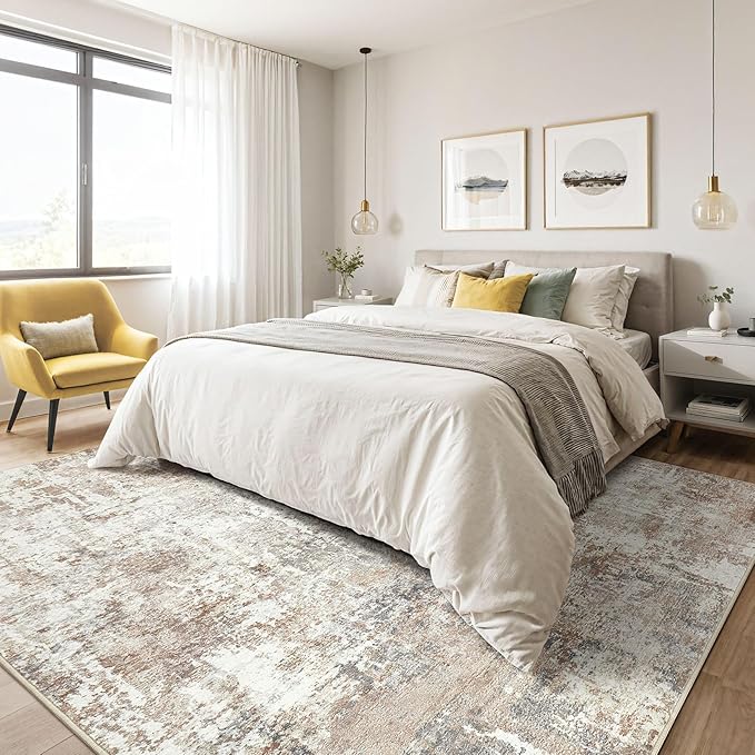 LOONGRUG 7x9 Area Rug Living Room: Machine Washable Large Abstract Soft Rugs - Image 4