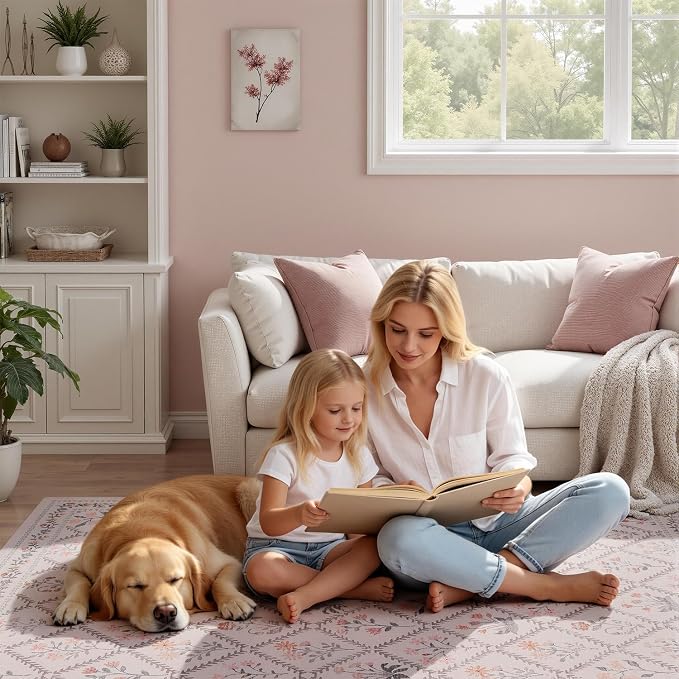 DCX Washable 8x10 Pink Floral Rug - Image 8