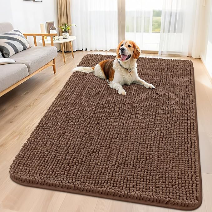 Smiry Dog Door Mat for Muddy Paws 59x35, Absorbent Dirt Trapper, Non-Slip by Smiry