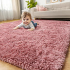Amdrebio Blush Pink Area Rugs for Girls Bedroom, Fuzzy Furry Fluffy Kawaii Rugs - Image 6