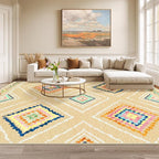 Area Rug 8x10 Rug Machine Washable Non-Slip Low Pile Print Pattern Western Rug by BESTSWEETIE