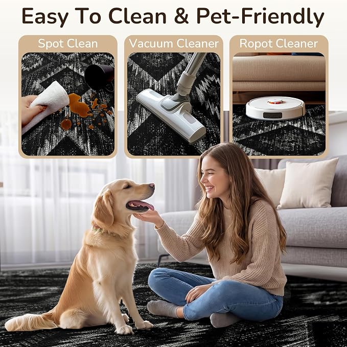 BESTSWEETIE Area Rug 3x5 Rug Machine Washable Non-Slip Low Pile Print Pattern - Image 3