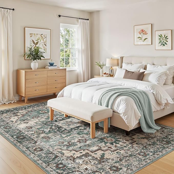 8x10 Area Rugs Living Room: Washable Vintage Rug Large Non-Slip Stain Resistant - Image 5