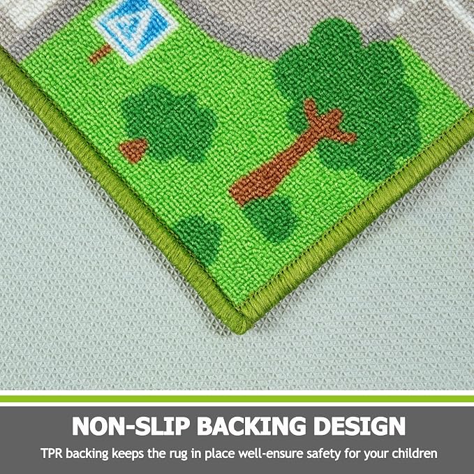 Capslpad Green Car Road Kid Rug Carpet Playmat - Image 4