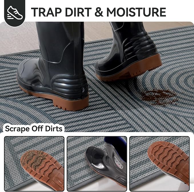 Front Door Mat 36''x59'', Absorbent Dirt Resist Washable Non Slip Low-Profile - Image 2