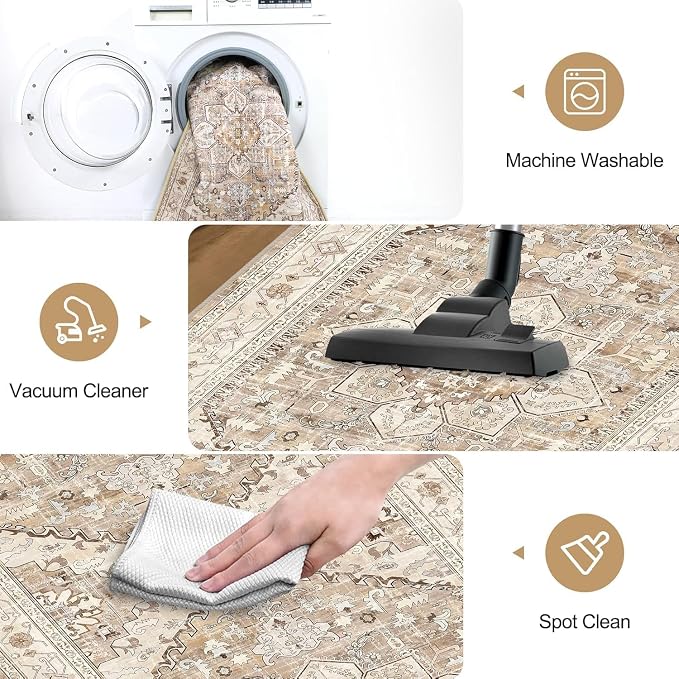 Yamaziot Washable Runner Rug, 3x6 Non-Slip Boho Vintage Hallway Rug - Image 5