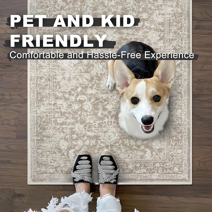 KILOCOCO Hallway Runner 2x5 Kitchen Runner Rug Printed Vintage Floral Washable - Image 5