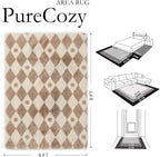 PureCozy Brown 6x9 Area Rug for Living Room Washable Non Slip Neutral Soft - Image 2