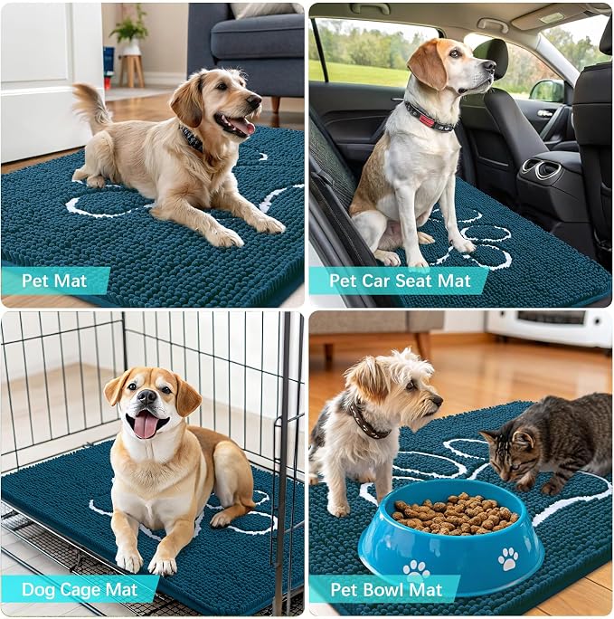 OLANLY Dog Door Mat for Muddy Paws 47x20, Paw Print Design, Absorbs Moisture - Image 7